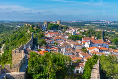 Portekiz 'in Obidos şehrinin Panoraması.