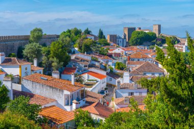 Portekiz 'in Obidos şehrinin Panoraması.