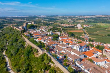 Portekiz 'in Obidos şehrinin Panoraması.
