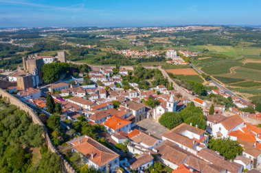 Portekiz 'in Obidos şehrinin Panoraması.