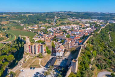 Portekiz 'in Obidos şehrinin Panoraması.