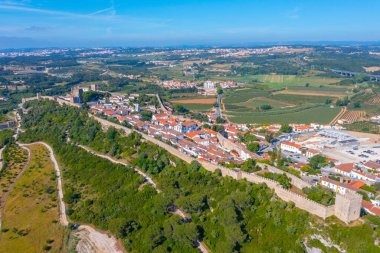 Portekiz 'in Obidos şehrinin Panoraması.