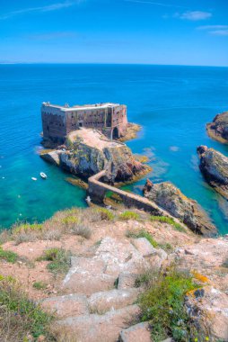 Portekiz 'deki Berlenga Grande Takımadasında Sao Joao Baptista Kalesi.