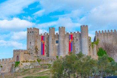 Portekiz 'deki Obidos şatosunun manzarası.