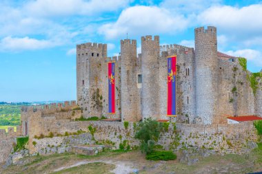 Portekiz 'deki Obidos şatosunun manzarası.