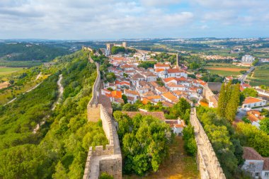 Portekiz 'in Obidos şehrinin Panoraması.