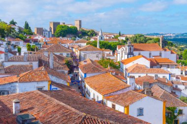 Portekiz 'in Obidos şehrinin Panoraması.