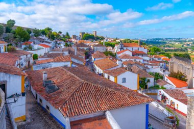 Portekiz 'in Obidos şehrinin Panoraması.