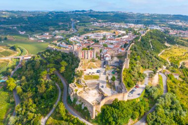 Portekiz 'in Obidos şehrinin Panoraması.