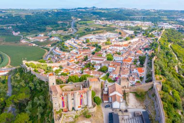 Portekiz 'in Obidos şehrinin Panoraması.