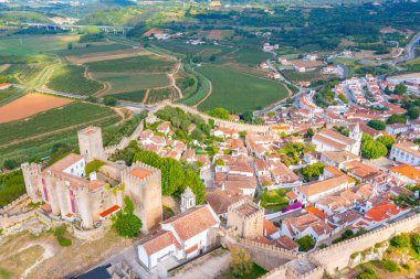 Portekiz 'in Obidos şehrinin Panoraması.