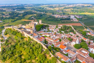 Portekiz 'in Obidos şehrinin Panoraması.