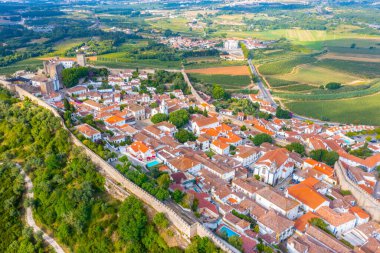 Portekiz 'in Obidos şehrinin Panoraması.
