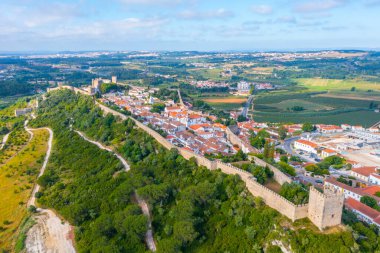 Portekiz 'in Obidos şehrinin Panoraması.