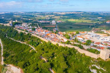 Portekiz 'in Obidos şehrinin Panoraması.