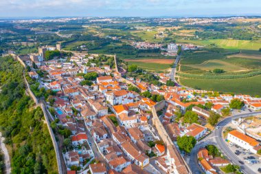 Portekiz 'in Obidos şehrinin Panoraması.