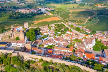 Portekiz 'in Obidos şehrinin Panoraması.
