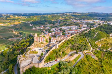 Portekiz 'in Obidos şehrinin Panoraması.