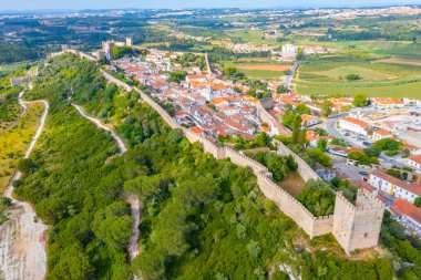 Portekiz 'in Obidos şehrinin Panoraması.