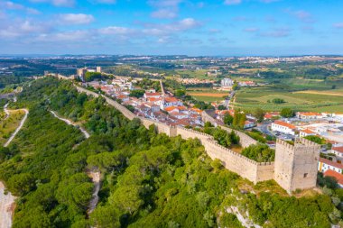 Portekiz 'in Obidos şehrinin Panoraması.