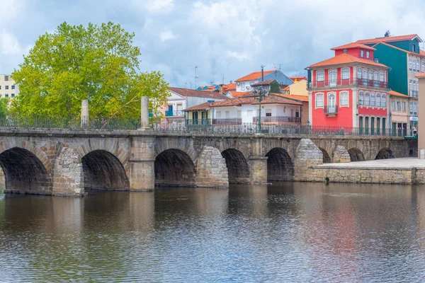Ponte Trajano Portekiz Chaves Kentindeki Tamega Nehri Yansıttı — Stok fotoğraf