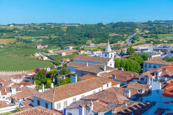 Στέγες Σπιτιών Στο Κάστρο Obidos Στην Πορτογαλία — Φωτογραφία Αρχείου