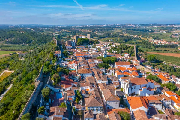 Portekiz 'in Obidos şehrinin Panoraması.