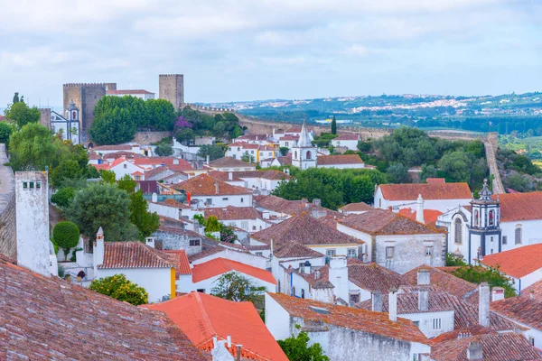 Portekiz 'in Obidos şehrinin Panoraması.