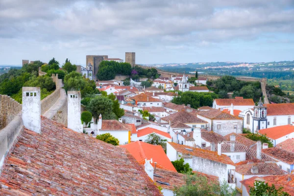 Portekiz 'in Obidos şehrinin Panoraması.