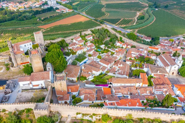 Portekiz 'in Obidos şehrinin Panoraması.