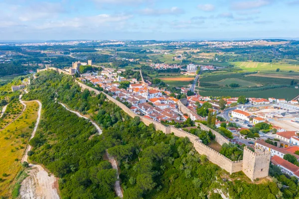 Portekiz 'in Obidos şehrinin Panoraması.