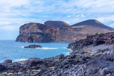 Faial Adası, Azores, Portekiz 'de Capelinhos Yanardağı' nın Deniz Burnu.
