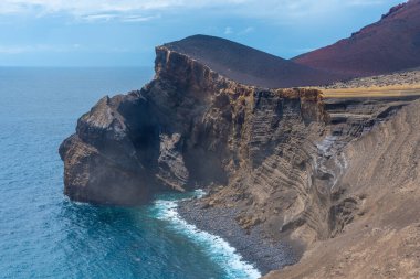 Faial Adası, Azores, Portekiz 'de Capelinhos Yanardağı' nın Deniz Burnu.