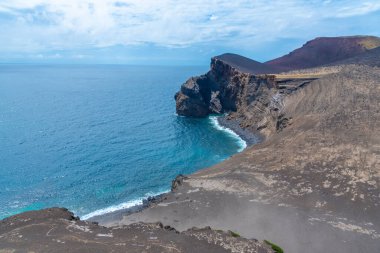 Faial Adası, Azores, Portekiz 'de Capelinhos Yanardağı' nın Deniz Burnu.