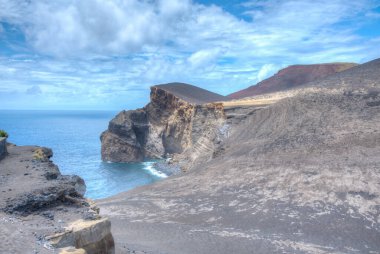 Faial Adası, Azores, Portekiz 'de Capelinhos Yanardağı' nın Deniz Burnu.