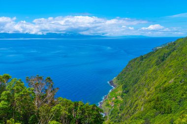Portekiz 'deki Sao Jorge adasının kıyı şeridi.