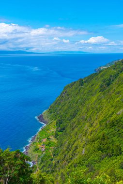 Portekiz 'deki Sao Jorge adasının kıyı şeridi.