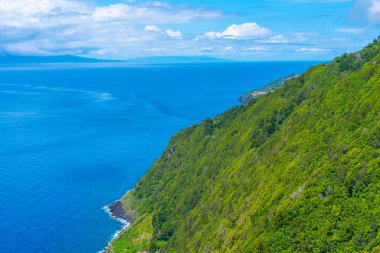 Portekiz 'deki Sao Jorge adasının kıyı şeridi.