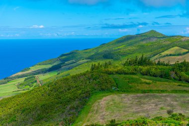 Portekiz, Azores 'deki Sao Jorge adasının kırsal arazisi..
