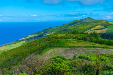 Portekiz, Azores 'deki Sao Jorge adasının kırsal arazisi..