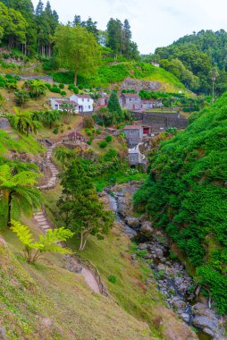 Ribeira dos Caldeiroes Sao Miguel adasındaki doğal park, Azores, Portekiz.