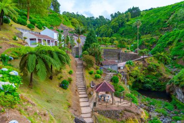 Ribeira dos Caldeiroes Sao Miguel adasındaki doğal park, Azores, Portekiz.