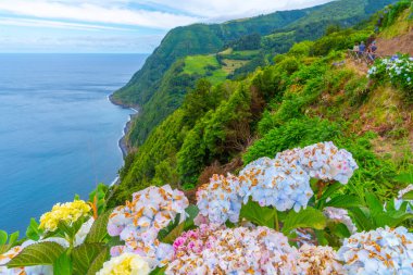 Miradouro da Ponta do Sossego Sao Miguel Adası, Portekiz.