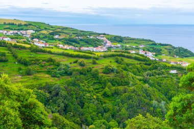 Portekiz, Azores 'deki Sao Miguel adasının kırsal arazisi..
