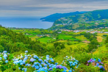 Portekiz Sao Miguel adasında Miradouro do Por-do-Sol.