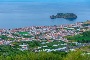 Vila Franca do Campo 'nun Panorama' sı Sao Miguel Adası, Azores Portekiz.
