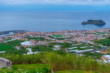 Vila Franca do Campo 'nun Panorama' sı Sao Miguel Adası, Azores Portekiz.