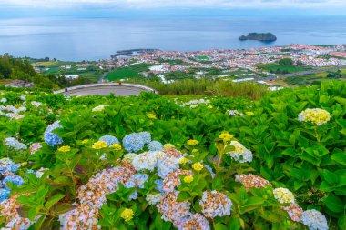 Vila Franca do Campo 'nun Panorama' sı Sao Miguel Adası, Azores Portekiz.