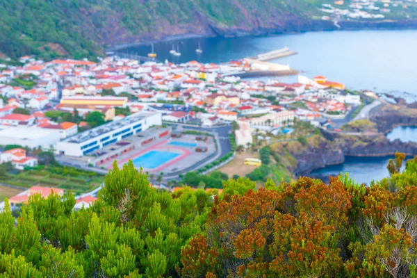 Luftaufnahme Der Stadt Velas Auf Der Insel Sao Jorge Portugal — Stockfoto
