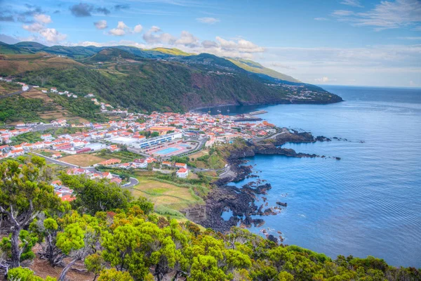 Letecký Pohled Město Velas Ostrově Sao Jorge Portugalsku — Stock fotografie